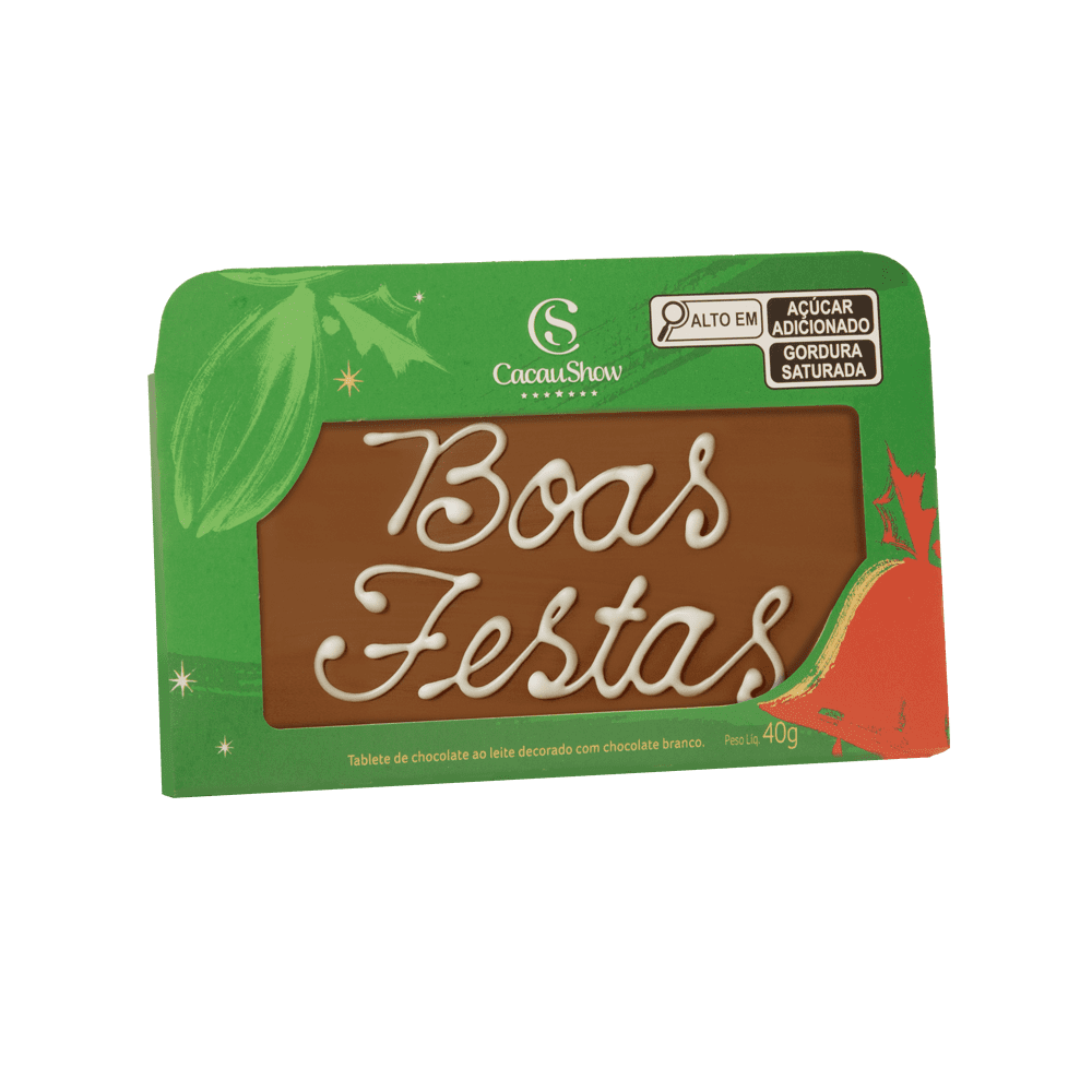 Tablete Chocoarte Boas Festas ao Leite Cacau Show 40g