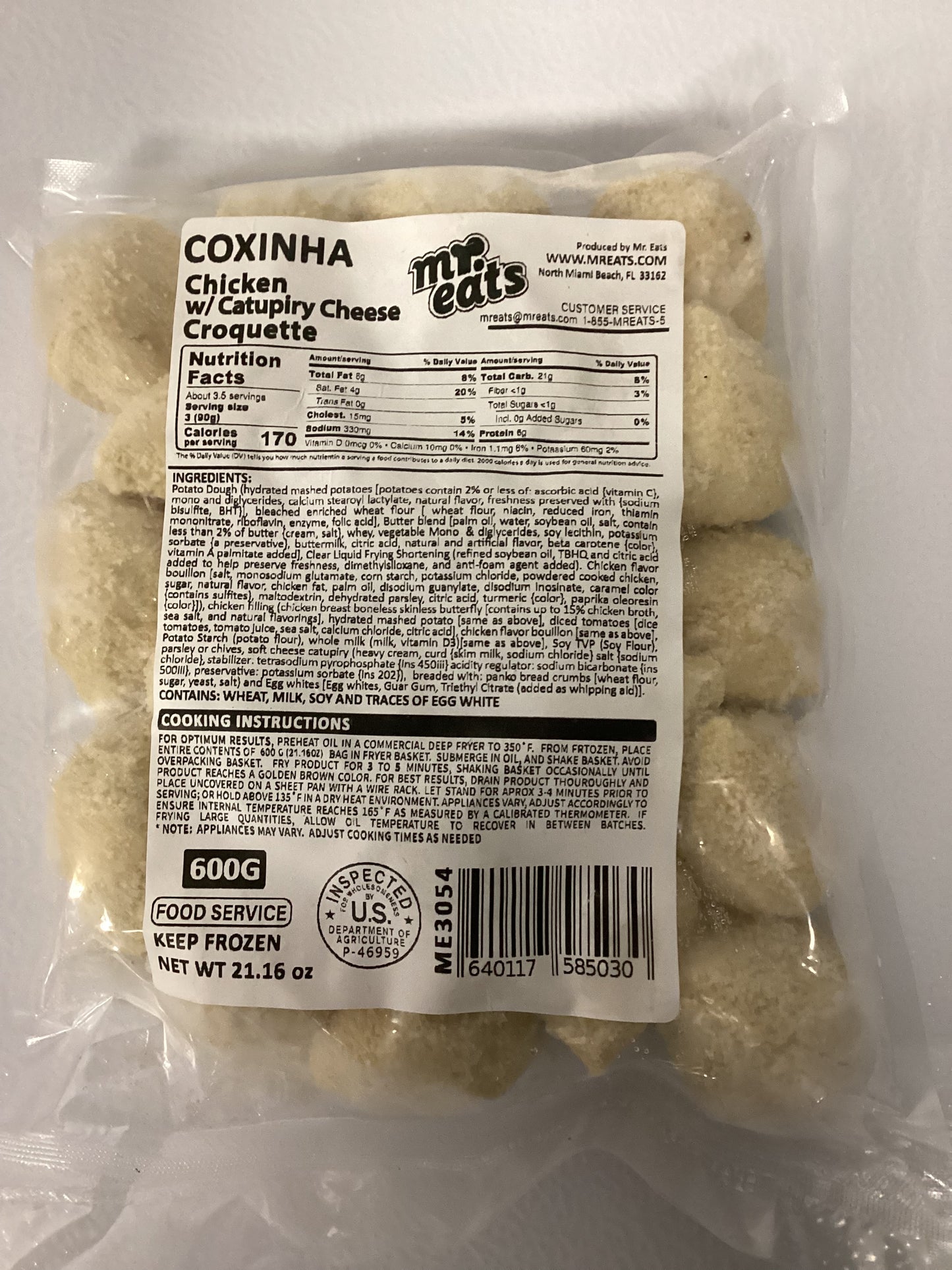 Coxinha de Frango com Catupiry Mr Eats Festa para Fritar 600g (ME3054)