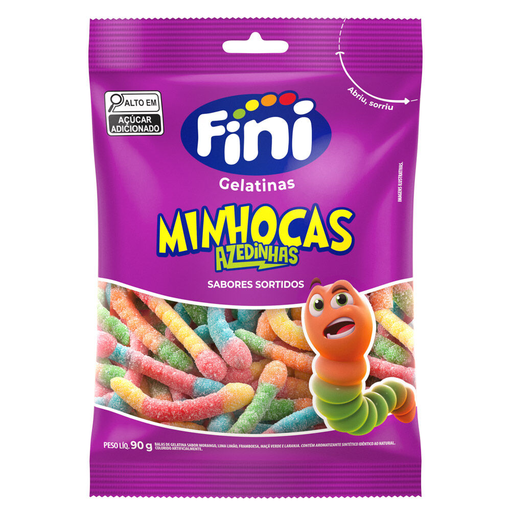 Fini Bala de Gelatina Minhoca Cítrica 90g