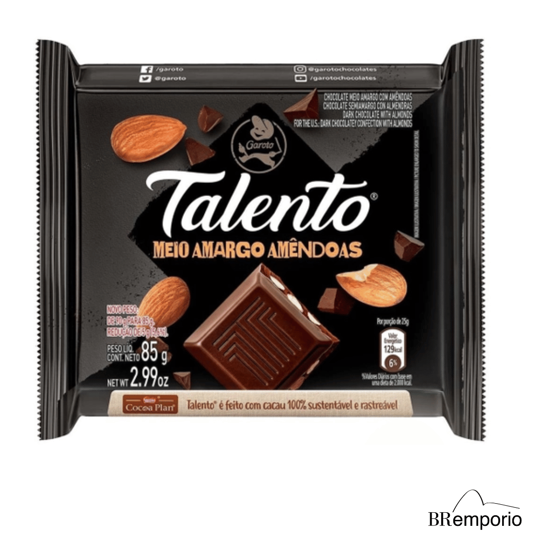 Talento Dark Chocolate com Amêndoas Garoto 75g