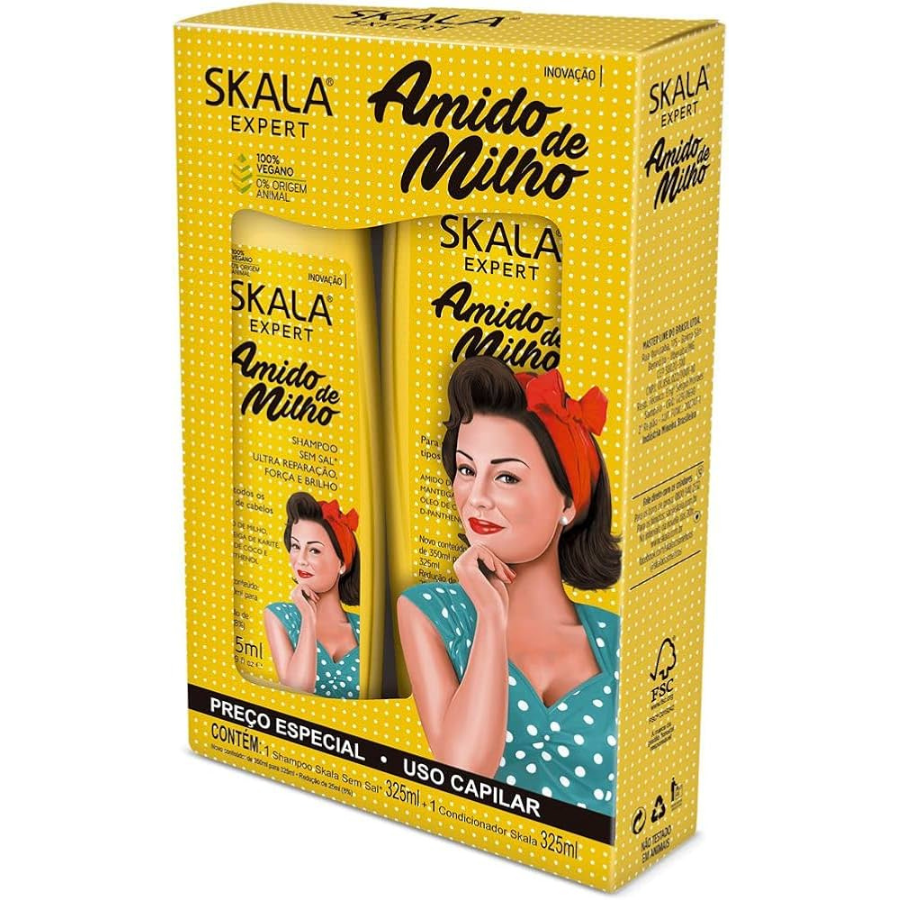 Kit Shampoo e Condicionador Amido de Milho Skala (2 x325ml)