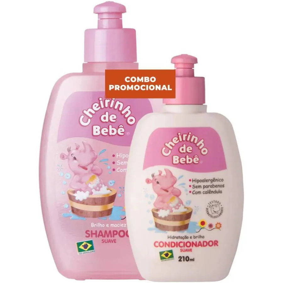 Combo Shampoo 430ml e Condicionador 210ml (Pink) Cheirinho de Bebê