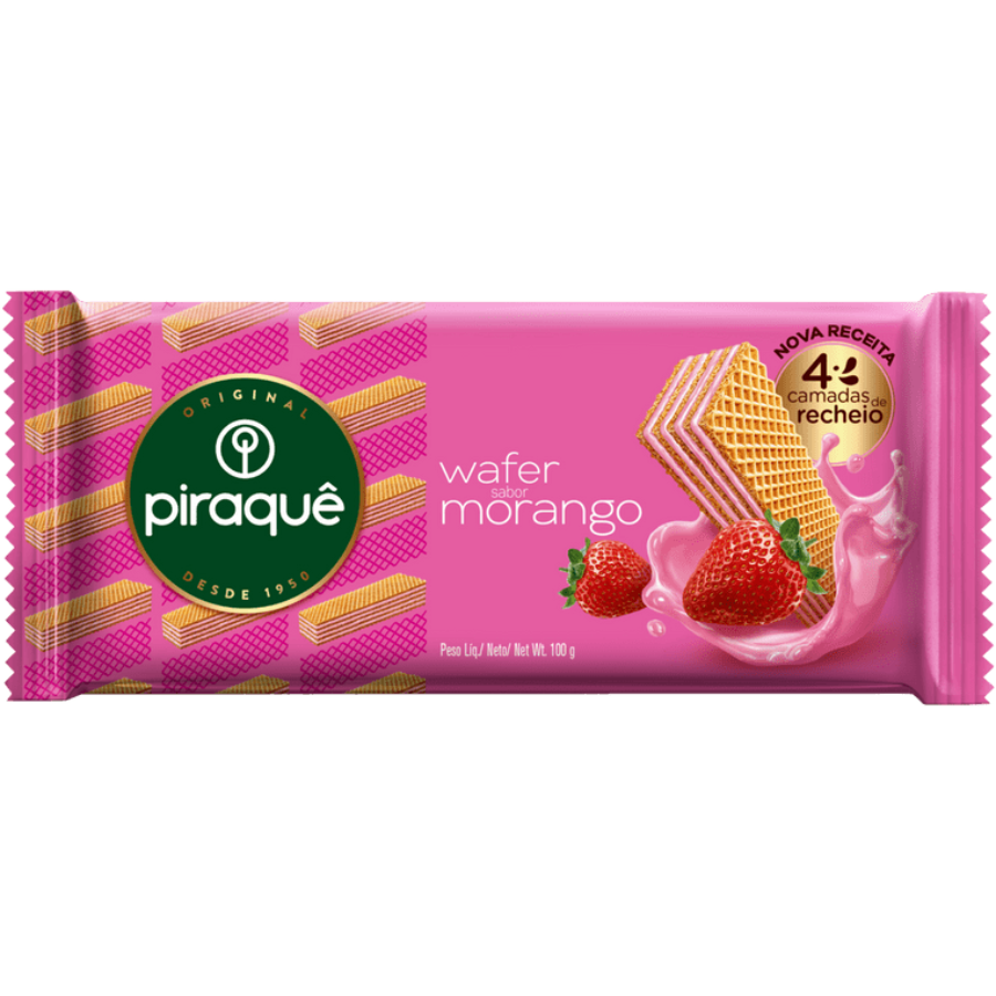 Biscoito Wafer Morango Piraquê 100g